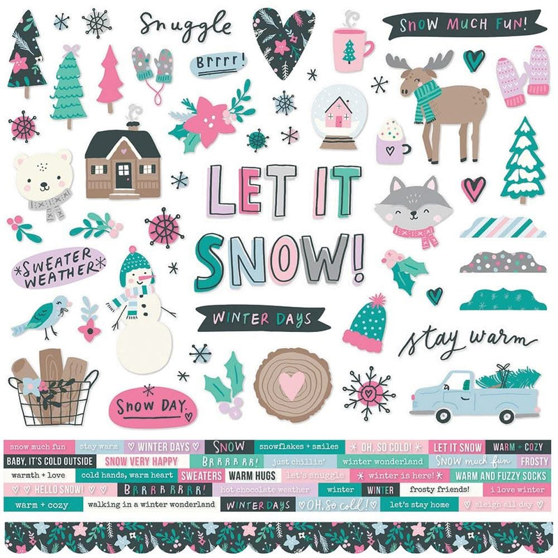 Simple Stories Feelin' Frosty Cardstock Stickers 12"x 12" - Combo