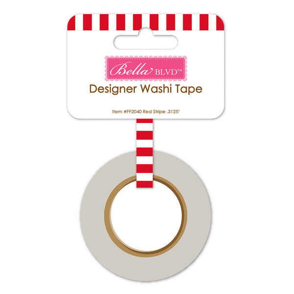 Bella Blvd Washi Tape .3125in x 30' - Red Stripe*