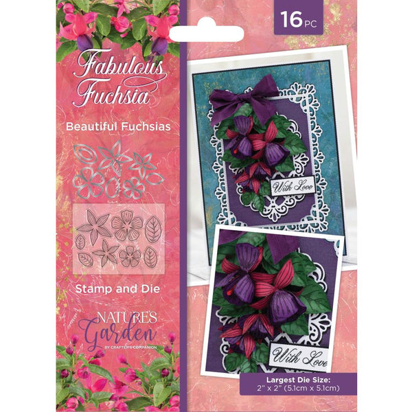 Crafter's Companion Nature's Garden Fabulous Fuchsia Stamp & Die Set Beautiful Fuchsias