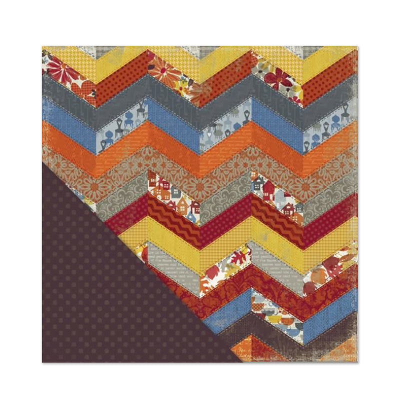 Little Yellow Bicycle - Feels Like Home Collection - 12 x 12 Double Sided Paper - Chevron Quilt