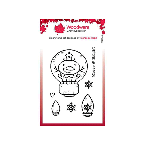 Woodware Clear Singles Stamps 3"x 4" - Snowman Light Bulb