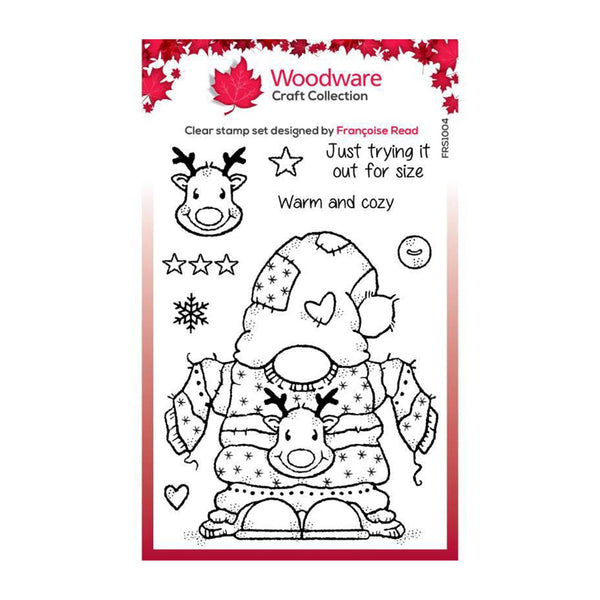 Woodware Clear Festive Stamps 4"x 6" - Cozy Gnome Jumper