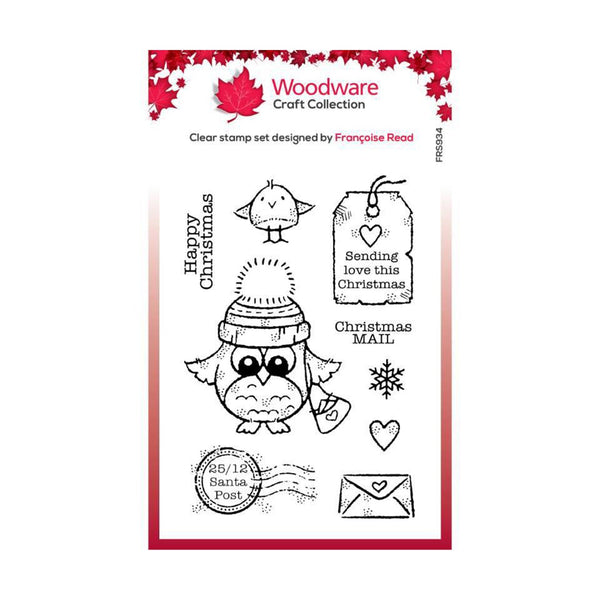 Woodware Clear Stamp Set - Owl Christmas Mail