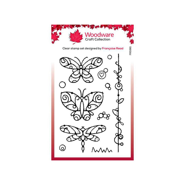 Woodware Clear Stamp Set 4"x 6" - Wired Butterflies*