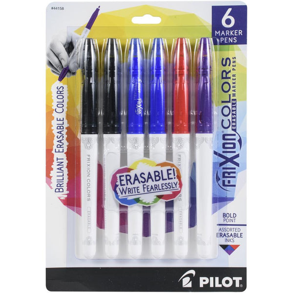 Pilot FriXion Colours Bold Point Erasable Marker Pen 6 pack - Assorted Colours*