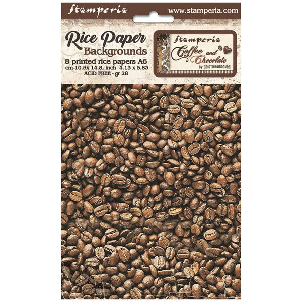 Stamperia Assorted Rice Paper Backgrounds A6 8/Sheets - Coffee And Chocolate