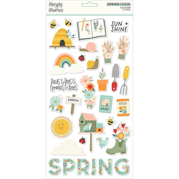 Simple Stories Full Bloom Chipboard Stickers 6"X12"*