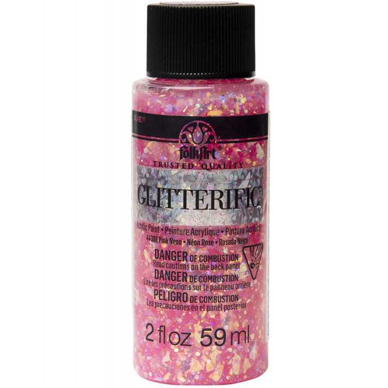 FolkArt Glitterific Neon Glitter Paint 2oz - Neon Pink