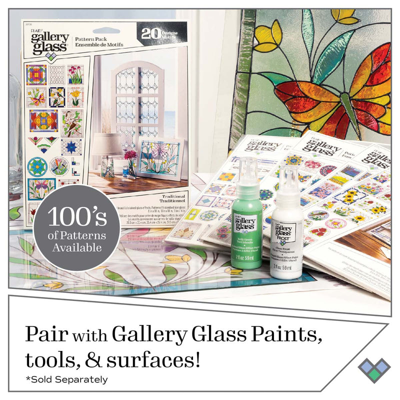 FolkArt Gallery Glass Pattern Set 3 pack  Floral