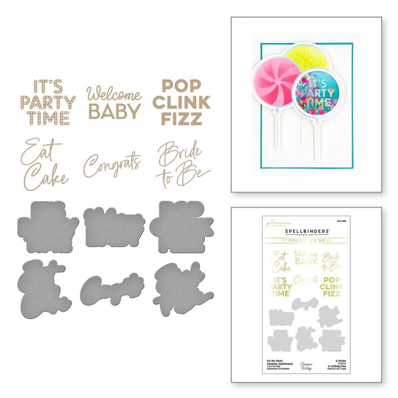 Spellbinders Glimmer Hot Foil Plate & Die Set It's My Party*