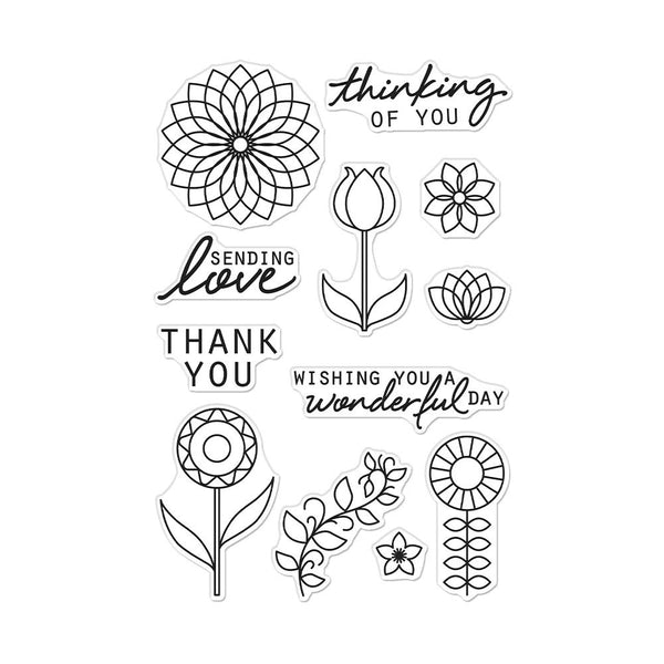 Hero Arts Clear Stamps 4"X6" - Line Art Flowers