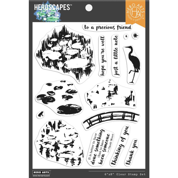 Hero Arts Clear Stamps 6"X8" - Impressionist Water Lilies Heroscape*