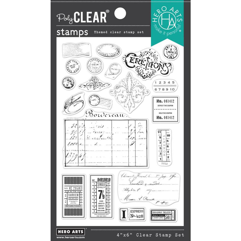 Hero Arts Clear Stamps 4"X6" Vintage Postmarks And Tickets