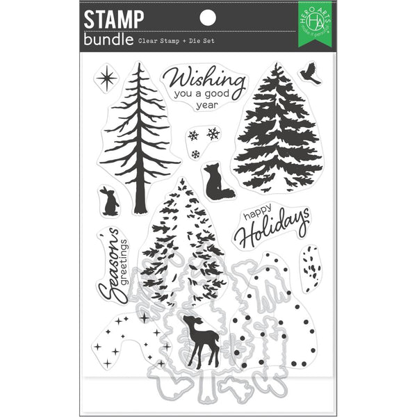 Hero Arts Clear Stamp & Die Combo Colour Layering Seasonal Tree