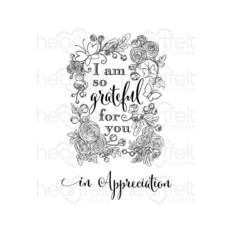 Heartfelt Creations Cling Stamp Grateful Floral Sentiment*