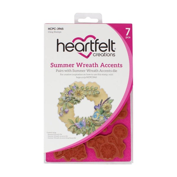 Heartfelt Creations Cling Rubber Stamp Set - Summer Wreath Accents