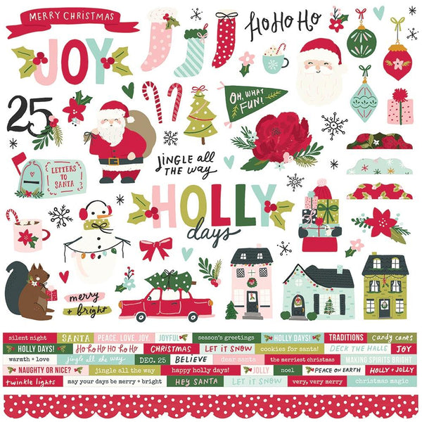 Simple Stories Holly Days Cardstock Stickers 12"x 12" - Combo*
