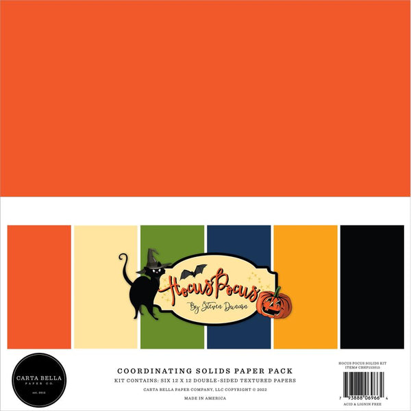 Carta Bella Double-Sided Solid Cardstock 12"X12" 6 pack - Hocus Pocus, 6 Colours