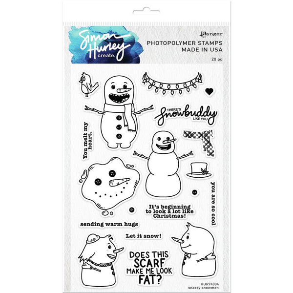 Simon Hurley create. Cling Stamps 6in x 9in - Snazzy Snowmen