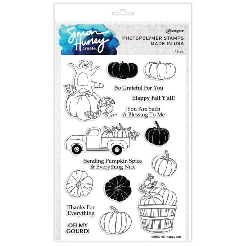 Simon Hurley create. Clear Stamps 6"x 9"- Happy Fall*