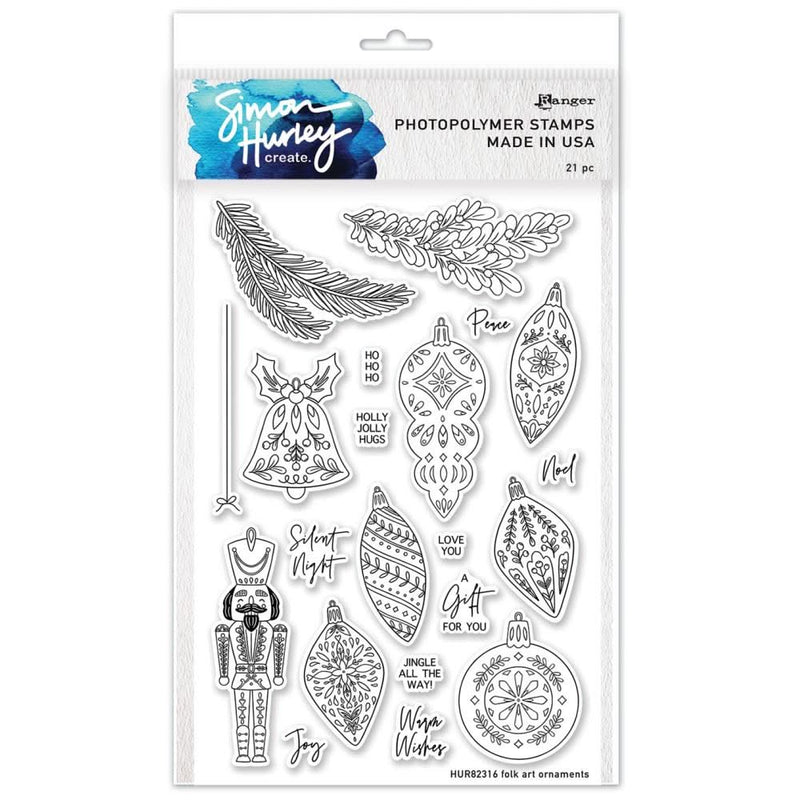 Simon Hurley create. Clear Stamps 6"x 9"- Folk Art Ornaments*