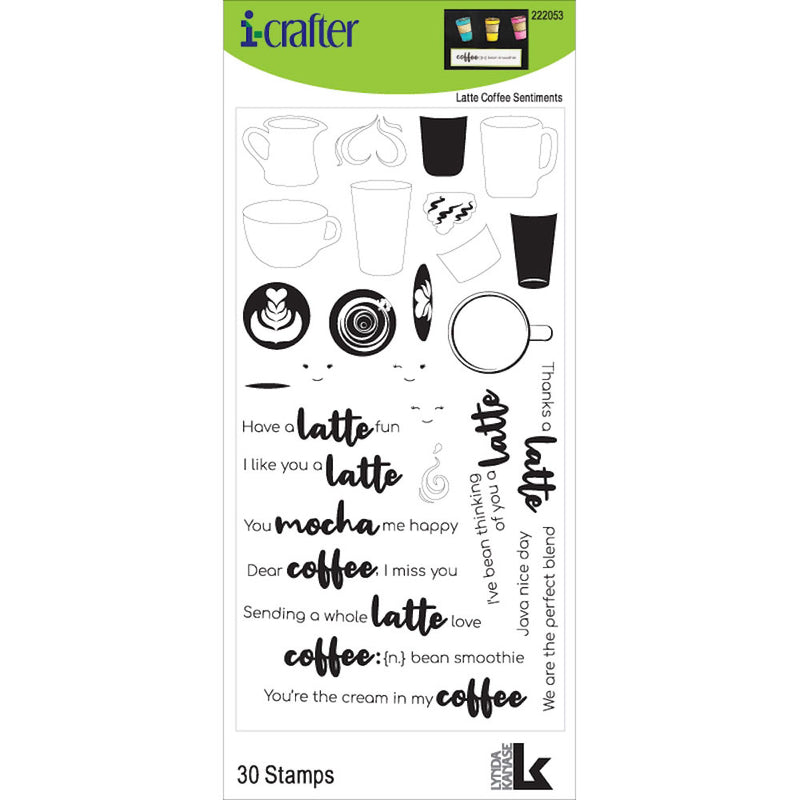 i-crafter Clear Acrylic Stamps - Latte Coffee Sentiments