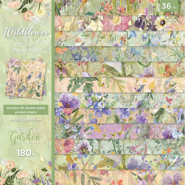 Crafter's Companion Nature's Garden Wildflower Paper Pad 12"X12"