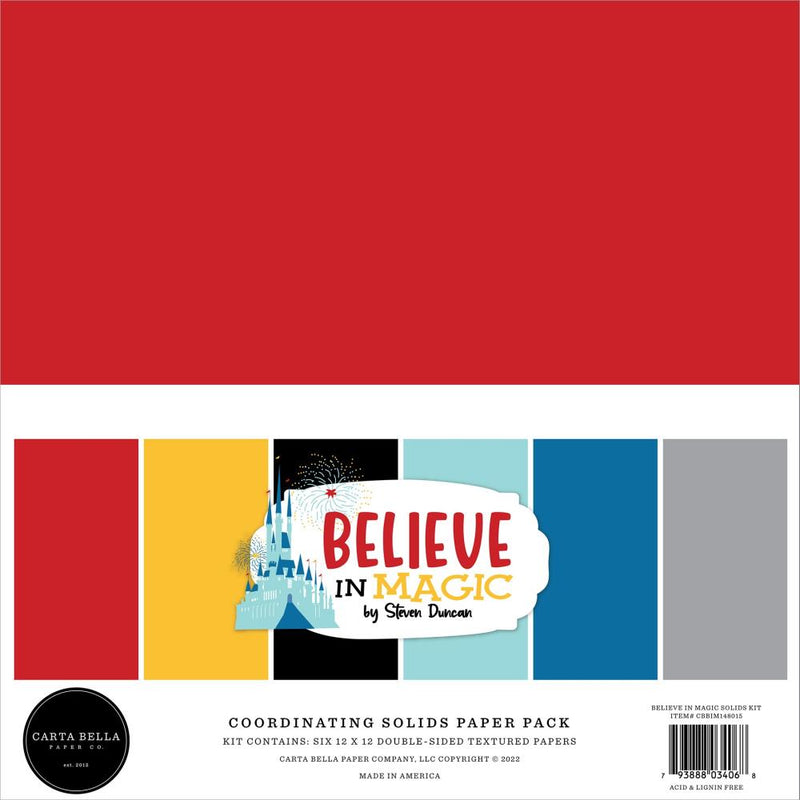 Carta Bella Double-Sided Solid Cardstock 12"X12" 6 pack - Believe In Magic, 6 Colours*