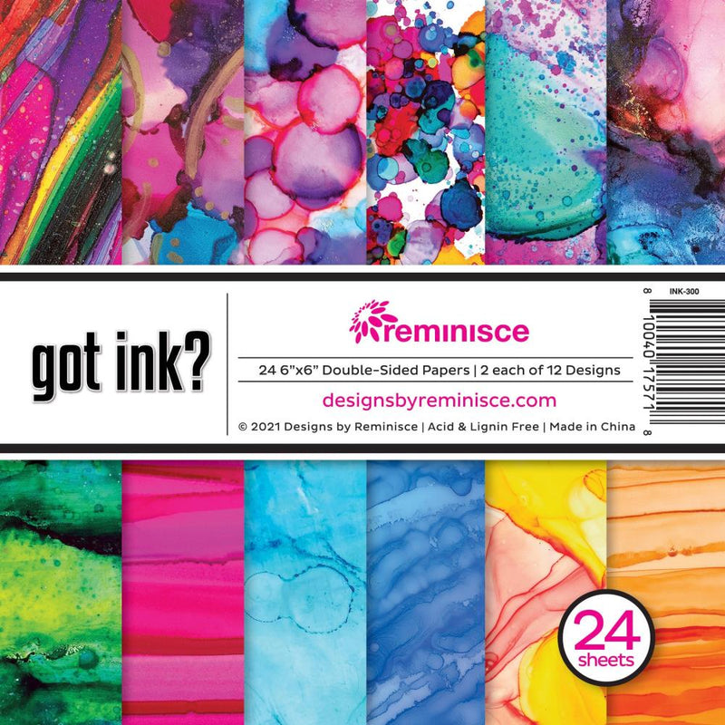 Reminisce Double-Sided Paper Pack 6"x 6" 24 pack - Got Ink?, 12 Designs/2 Each*