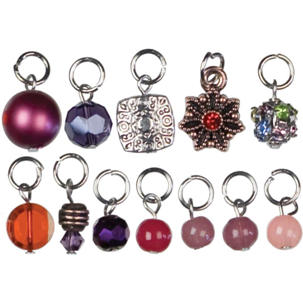 Jewellery Basics Metal Charms - Purple Glass & Metal Bead Cluster 12 pack
