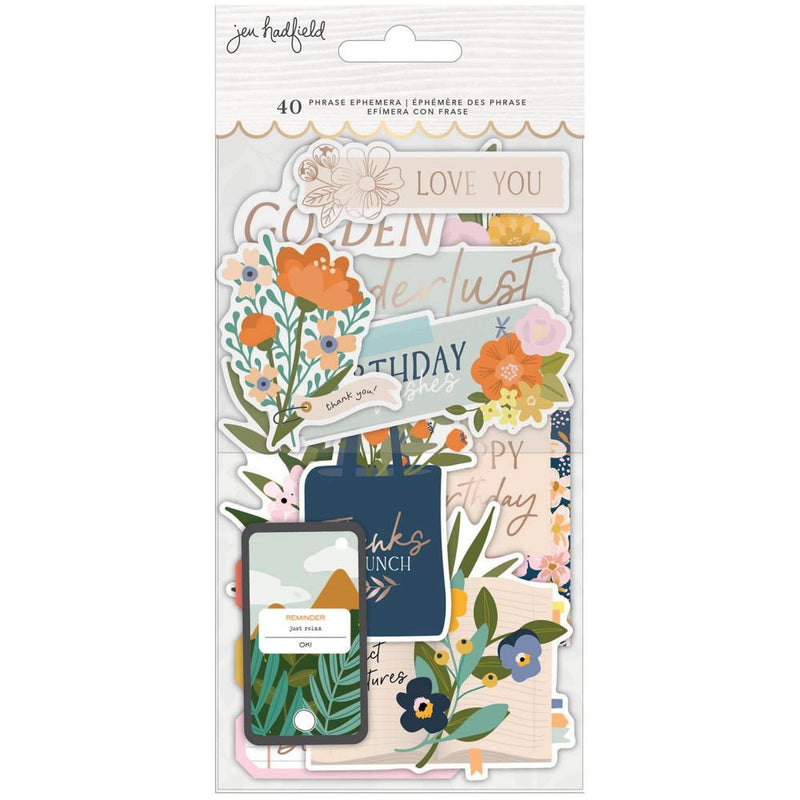 American Crafts Jen Hadfield - Live & Let Grow Ephemera Cardstock Die-Cuts Phrase  with Gold Foil Accents*