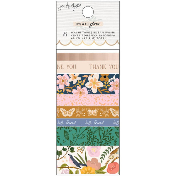 American Crafts Jen Hadfield - Live & Let Grow Washi Tape 8 pack, with Gold Foil*