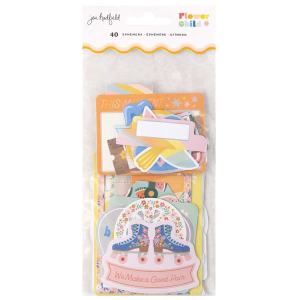 Jen Hadfield Flower Child Ephemera Cardstock Die-Cuts Journal W/Silver Holographic Foil