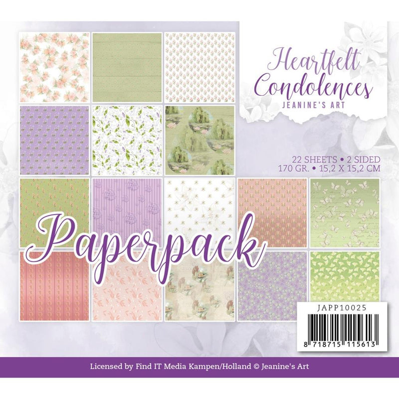 Find It Trading Jeanine's Double-Sided Art Paper pack 6"x 6" 22 pack - Heartfelt Condolences Collection*