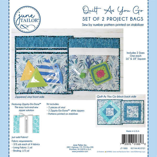 June Tailor Quilt As You Go Project Bag Kit White Zippity-Do-Done (TM)