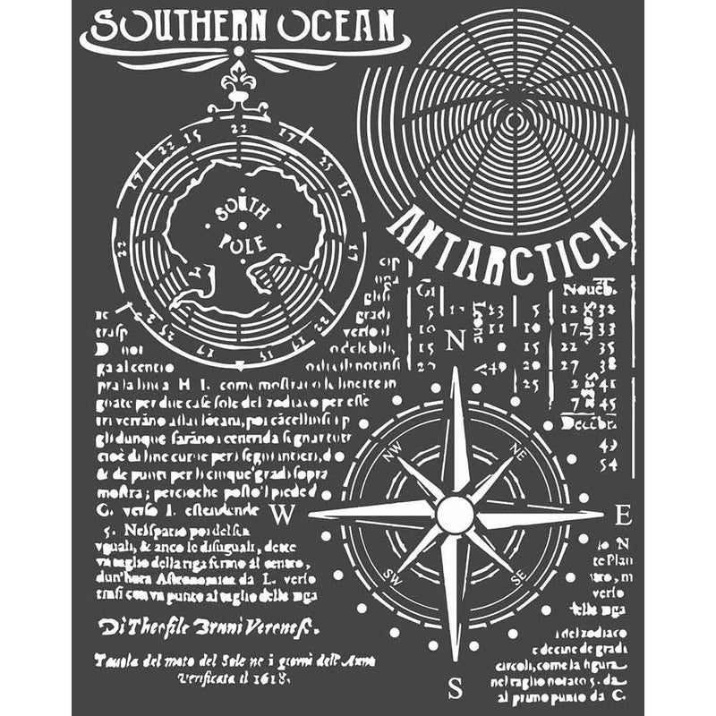 Stamperia Stencil 7.87in x 9.84in - Southern Ocean, Arctic Antarctic