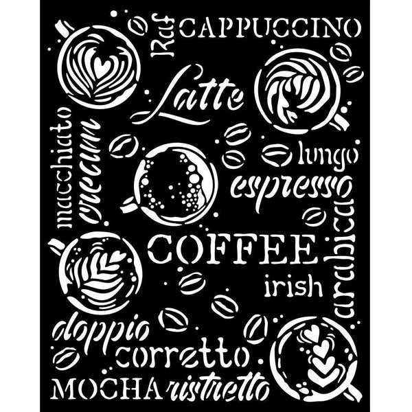 Stamperia Stencil 7.87"x 9.84" - Coffee And Chocolate - Cappuccino