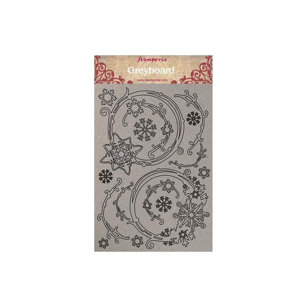 Stamperia Greyboard Cut-Outs A4 1mm Thick - Snowflakes & Garlands, Winter Tales*