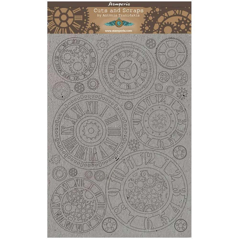 Stamperia Greyboard Cut-Outs A4 1mm - Thick Gears, Sir Vagabond*