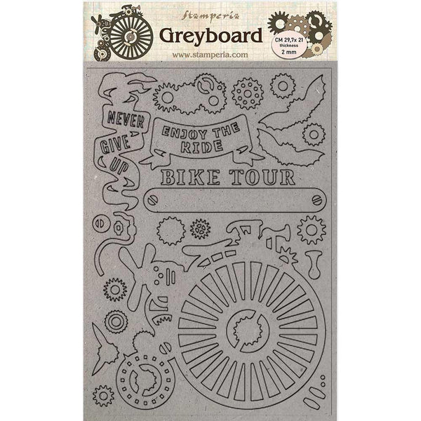 Stamperia Greyboard Cut-Outs A4 2mm Thick - Bicycle, Voyages Fantastiques
