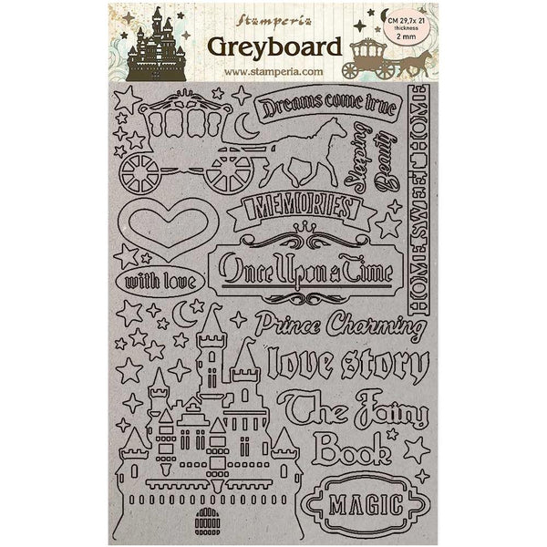 Stamperia Greyboard Cut-Outs A4 2mm Thick - Castle, Sleeping Beauty