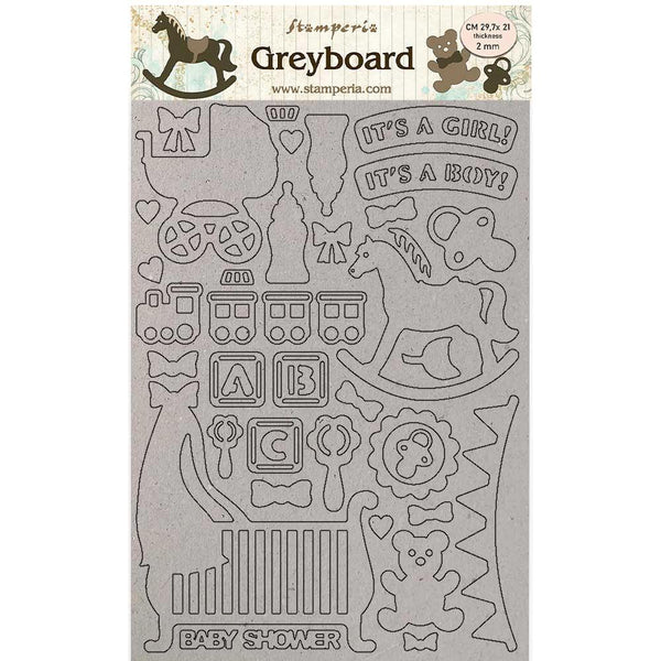 Stamperia Greyboard Cut-Outs A4 2mm Thick - Baby, Sleeping Beauty