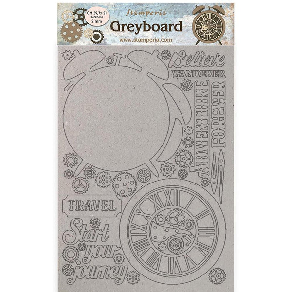 Stamperia Greyboard Cut-Outs A4 2mm Thick - Alarm Clock, Lady Vagabond Lifestyle
