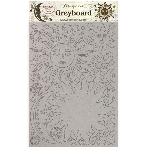 Stamperia Greyboard Cut-Outs A4 2mm Thick - Sun & Moon, Alchemy*