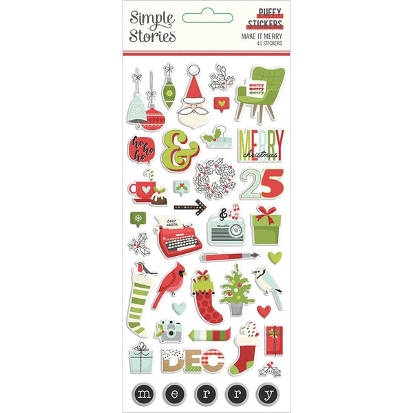 Simple Stories Make It Merry Puffy Stickers 41 pack