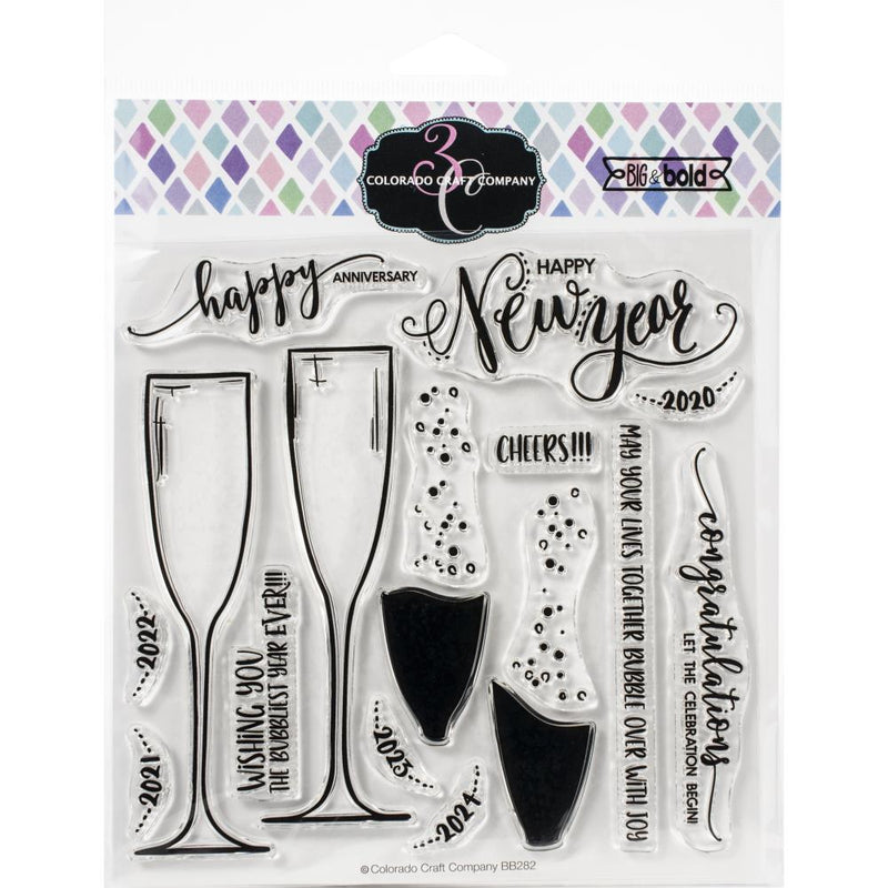 Colorado Craft Company Clear Stamps 6in x 6in  Champagne Celebrations-Big & Bold