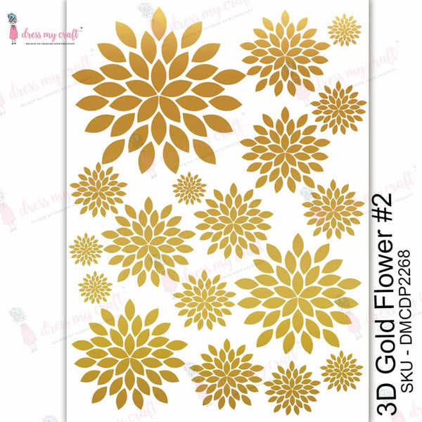 Dress My Craft Transfer Me Sheet A4 - 3D Gold - Flower #2*