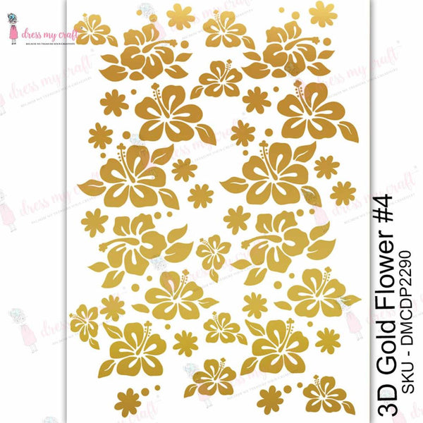 Dress My Craft Transfer Me Sheet A4 - 3D Gold - Flower #4*