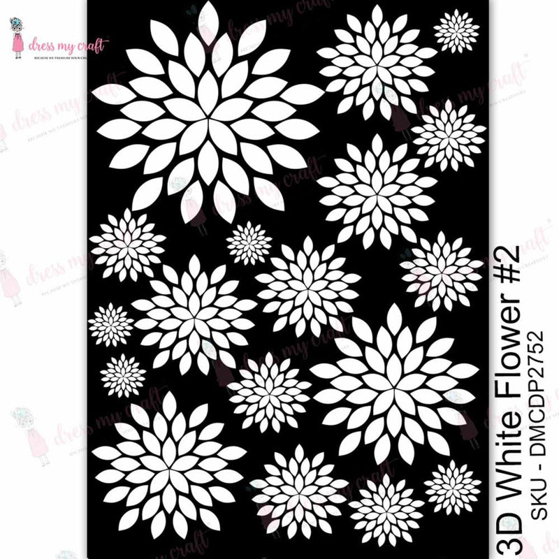 Dress My Craft Transfer Me Sheet A4 - 3D White Flower