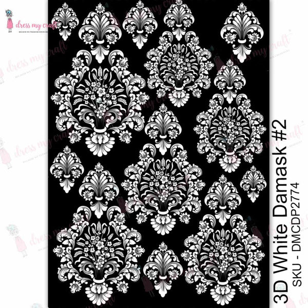 Dress My Craft Transfer Me Sheet A4 - 3D White Damask #2*